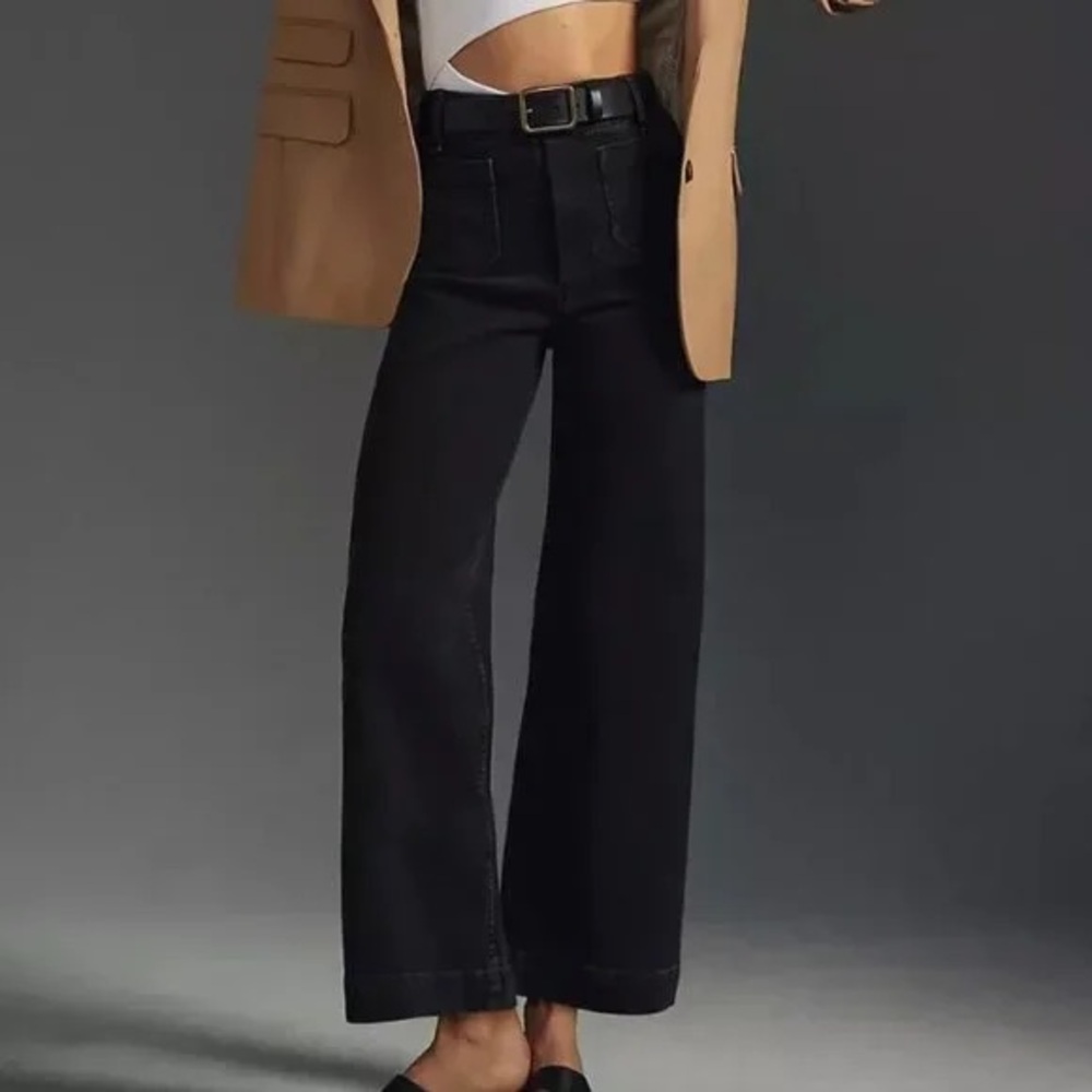 Anthropologie Black Flare Wide-Leg Jeans